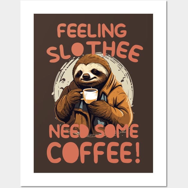 Feeling Slothee Need Some Coffee Wall Art by soondoock